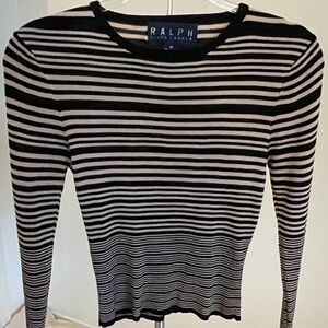 Ralph Lauren Pure Silk stripe long sleeve knit lightwt. sweater